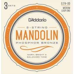 D'Addario EJ74-3D, 011-040 3-pack Mandolin Phosphor Bronze